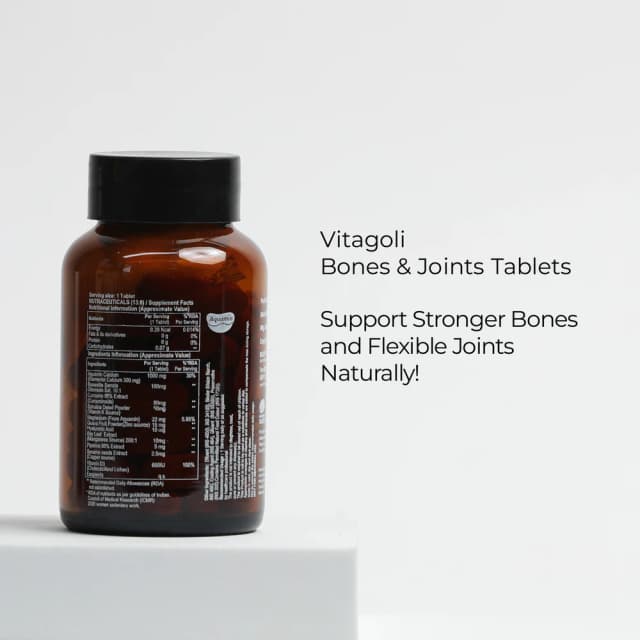 Vitagoli Bone and Joint Support Tablets | Red Marine Algae Magnesium, Calcium, Vitamin D3, K2, Boswellia & Hyaluronic Acid